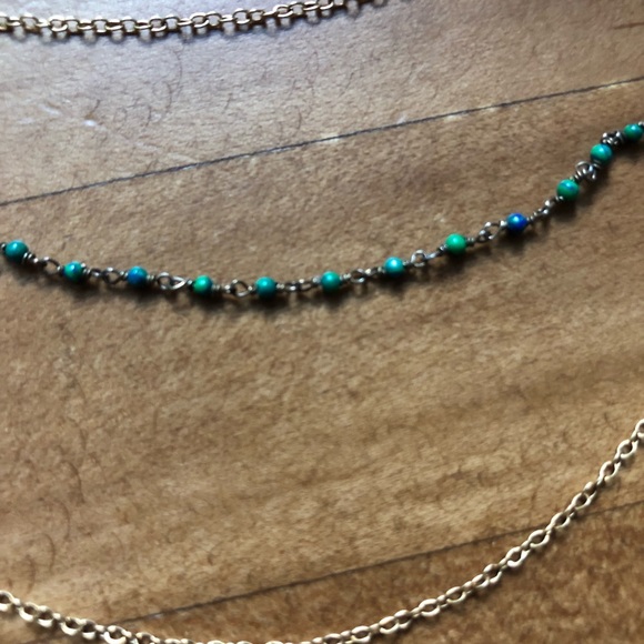 Long Tiered Necklace Gold and Beads - Picture 2 of 4